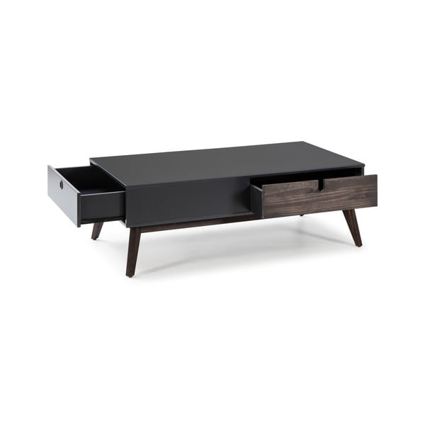 Kiara antracitszürke dohányzóasztal 2 fiókkal és borovi fenyő lábakkal - Marckeric-image-4