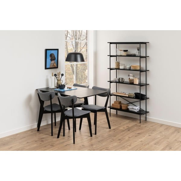 Fekete polcos állvány kőrisfa dekorral 94x172 cm Angus – Actona-image-1