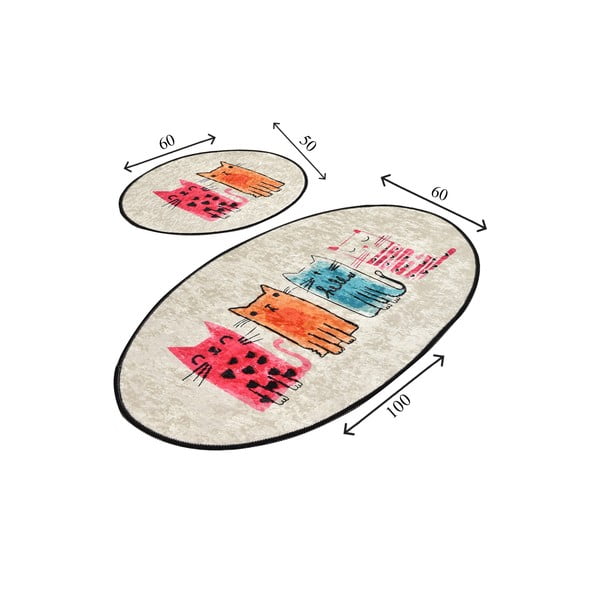 Világosbarna fürdőszobai kilépő szett 2 db-os 60x100 cm Baby Cats – Foutastic-image-3