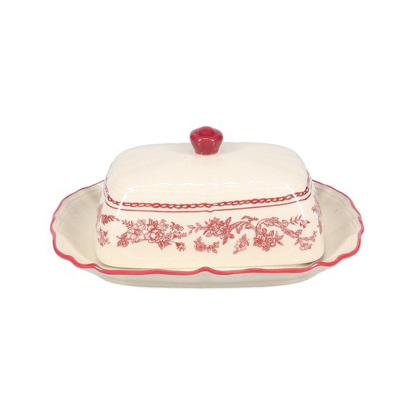 Borvörös-elefántcsont színű porcelán vajtartó Cyril – S|P Collection