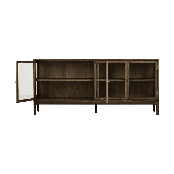 Sötétbarna tálalószekrény tölgyfa dekorral 180x80x40 cm Zamora – House Nordic-image-4
