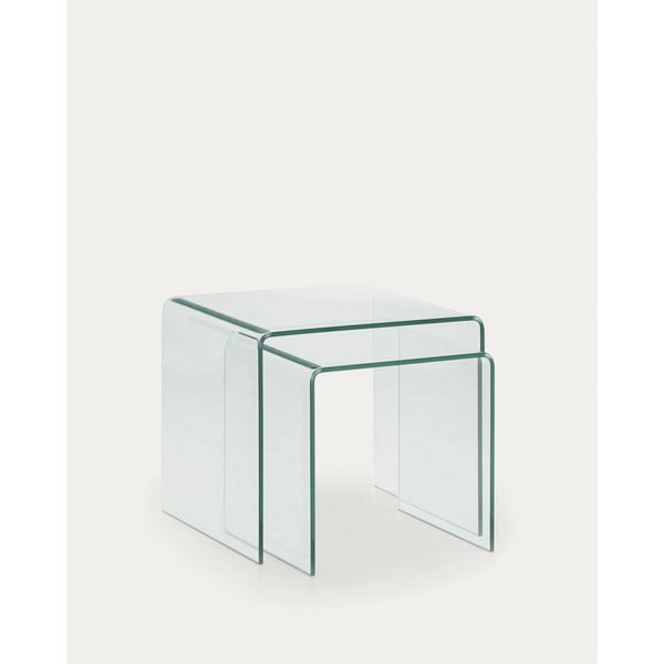 Üveg dohányzóasztal szett 2 db-os 50x50 cm Burano – Kave Home-image-3