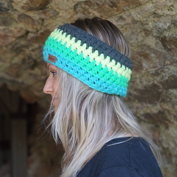 Stripes blue kézzel horgolt fejpánt - DOKE-image-2