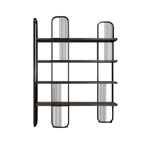 Fekete polcos állvány diófa dekorral 125x180 cm Sierra – Kalune Design