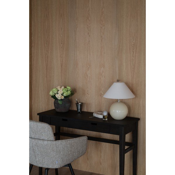 Sötét natúr színű konzolasztal tölgyfa dekoros asztallappal 40x110 cm Garrison – Rowico-image-1