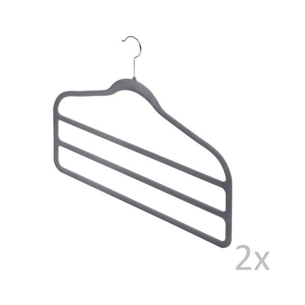 Velvet 2 db szürke nadrágtartós vállfa - Domopak-image-1