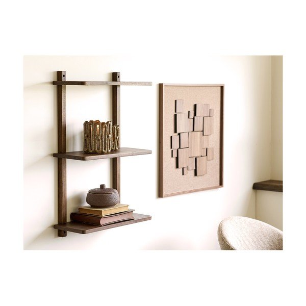Sötétbarna többszintes tölgyfa fali polc 50 cm Townsville – House Nordic-image-1