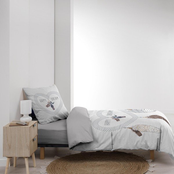 Fehér egyszemélyes pamut ágyneműhuzat 140x200 cm Happy Dream – douceur d'intérieur-image-4