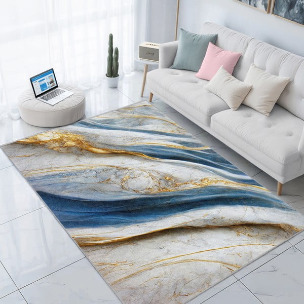 Kék mosható szőnyeg 80x150 cm Golden Spill – Mila Home-image-1