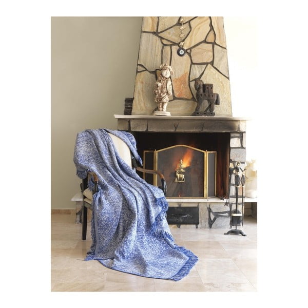 Mismo Linen kék pamut takaró, 170 x 220 cm