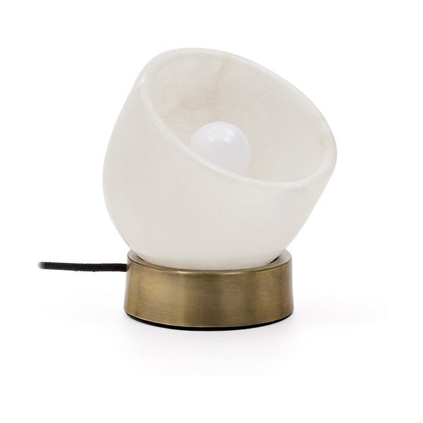 Krémszínű-sárgaréz színű asztali lámpa (magasság 17 cm) Shenli – Kave Home