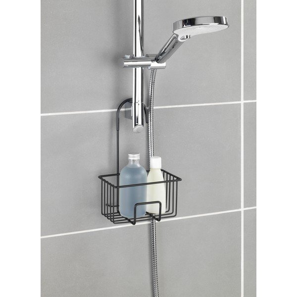 Fekete függő rozsdamentes acél fürdőszobai polc Milito – Wenko-image-3