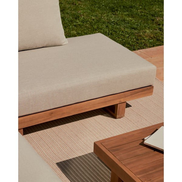 Krémszínű-natúr színű akácfa ötszemélyes kerti lounge szett Raco – Kave Home-image-4