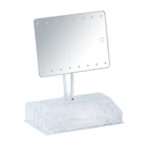 Farnese fehér kozmetikai tükör LED fénnyel és smink rendszerezővel - Wenko-image-1