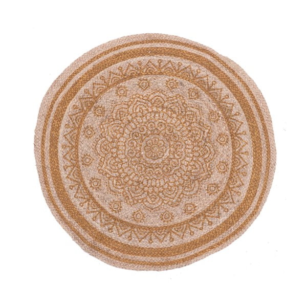 Brown Mandala kerek juta és pamut szőnyeg ⌀ 90 cm - InArt