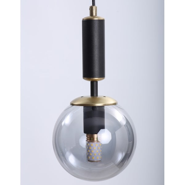 Fekete-szürke függőlámpa üveg búrával ø 15 cm Hector – Squid Lighting-image-1