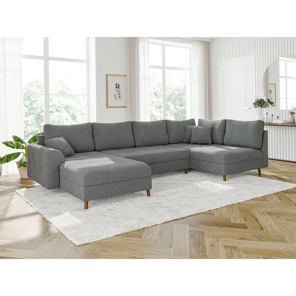 Szürke buklé sarokkanapé (bal oldali-U alakú) Ariella – Ropez-image-3