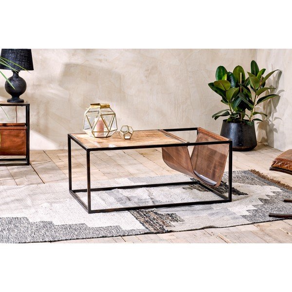 Alera mangófa és bőr dohányzóasztal - Nkuku-image-1