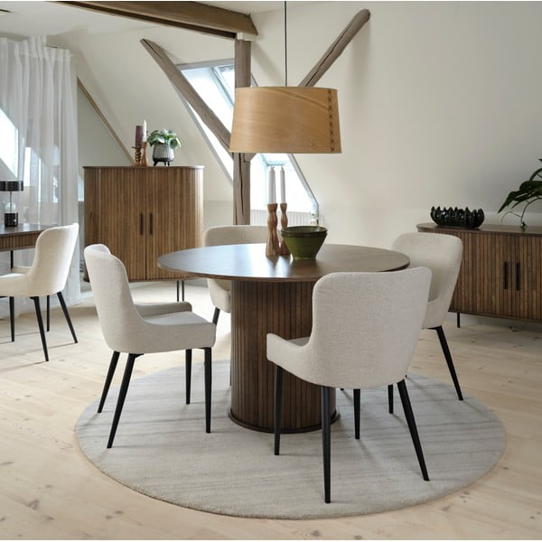 Kerek étkezőasztal tölgyfa dekorral ø 120 cm Nola – Unique Furniture-image-1