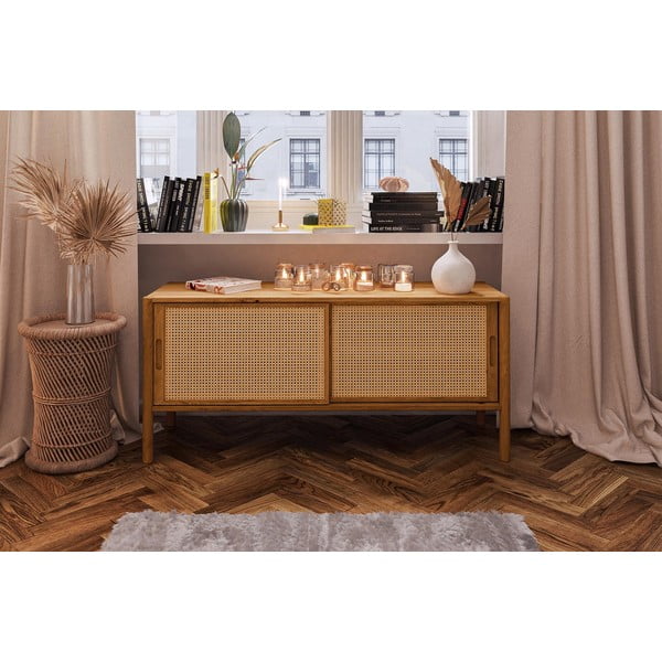 Tölgyfa TV-állvány 142x64 cm Pola - The Beds-image-1