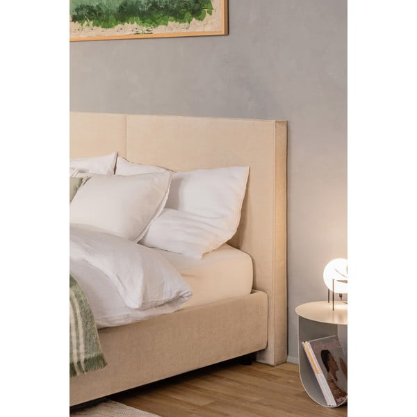 Bézs kárpitozott ágyneműtartós franciaágy ágyráccsal 180x200 cm Myra Bold – Bonami Selection-image-3