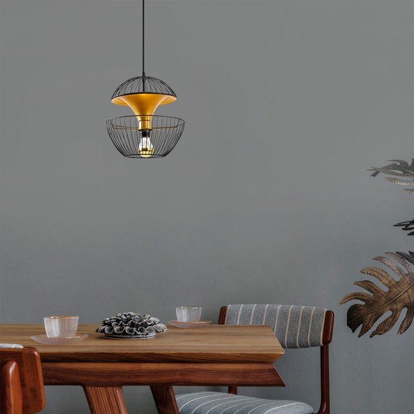 Fekete-aranyszínű függőlámpa fém búrával ø 30 cm Telmander – Opviq lights-image-2