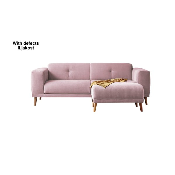 (II. minőségi kategóriás) Luna rózsaszín háromszemélyes kanapé, lábtartóval - Bobochic Paris