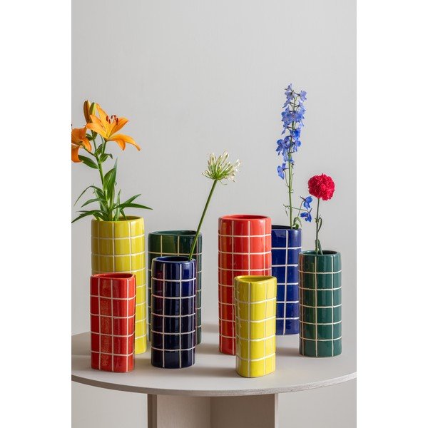 Sötétzöld kerámia váza (magasság 30 cm) Retro Tiles – PT LIVING-image-1