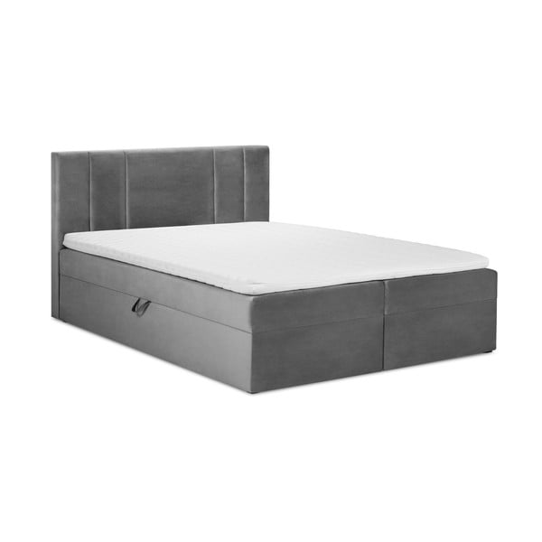Szürke boxspring ágy tárolóhellyel 160x200 cm Afra – Mazzini Beds