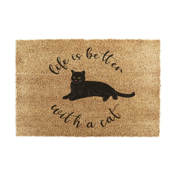 Kókuszrost lábtörlő 60x90 cm Life Is Better With a Cat – Artsy Doormats