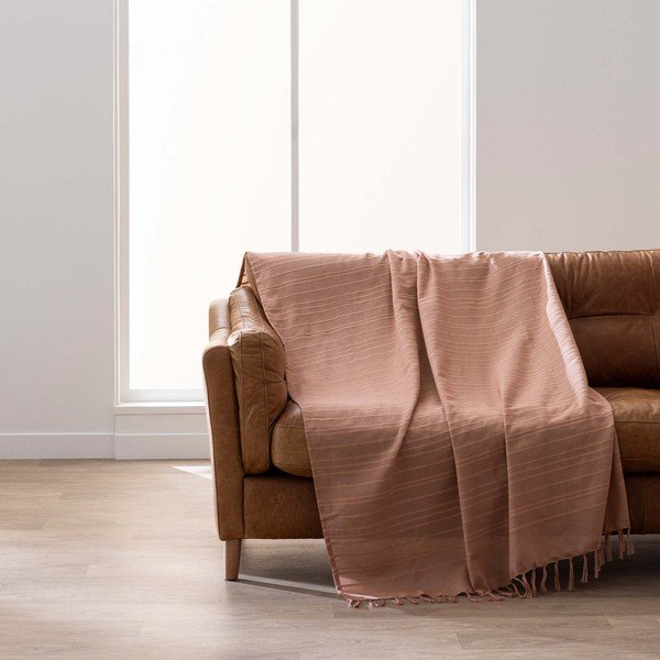 Terrakotta színű pamut ágytakaró 125x150 cm Lilia – douceur d'intérieur-image-3