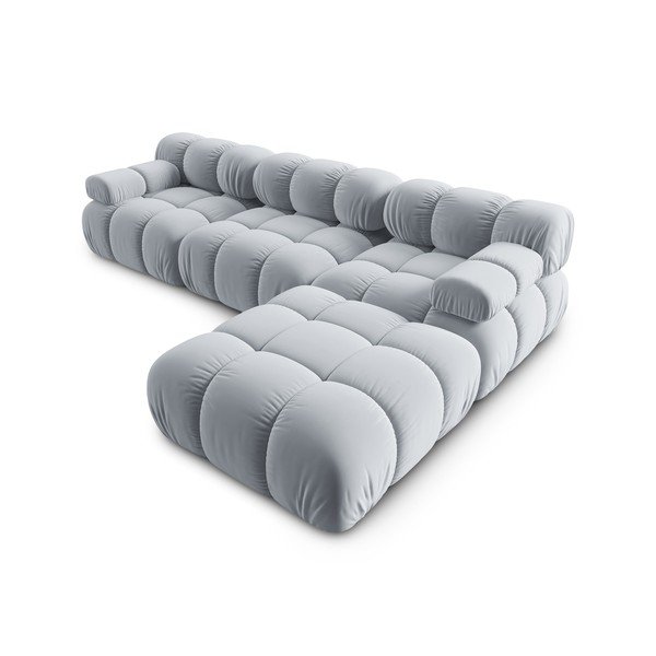 Világoskék bársony sarokkanapé (jobb oldali) Bellis – Micadoni Home-image-4