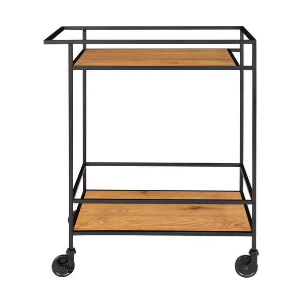 Vita zsúrkocsi fekete acél konstrukcióval és 2 tölgyfa dekoros lappal - House Nordic-image-3