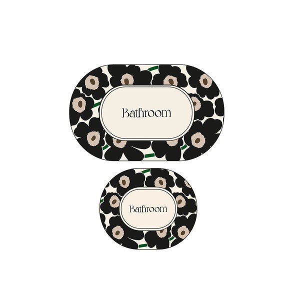 Fekete-bézs fürdőszobai kilépő szett 2 db-os 60x100 cm Oweld – Foutastic