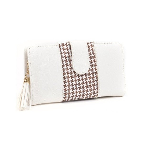 Ophelia fehér pénztárca barna részletekkel - Mangotti Bags-image-2