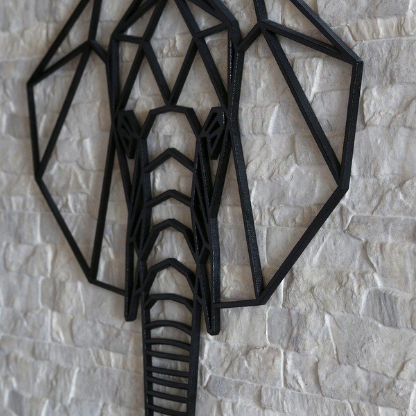 Elephant fekete fali dekoráció, 39 x 65 cm-image-1