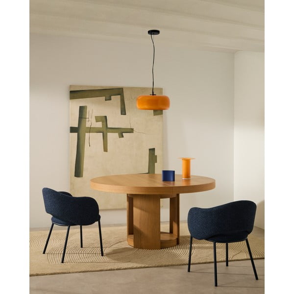 Kerek bővíthető étkezőasztal hosszabbító asztallappal tölgyfa dekorral ø 150 cm Artis – Kave Home-image-1