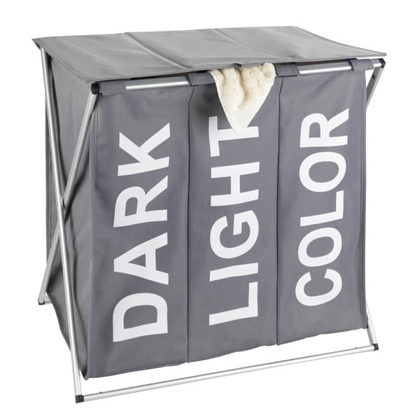 Trio 3 rekeszes szürke szennyestartó, 118 l - Wenko-image-1