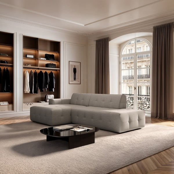 Világosbarna sarokkanapé (bal oldali-heverő résszel) Tuil – Rodier-image-1