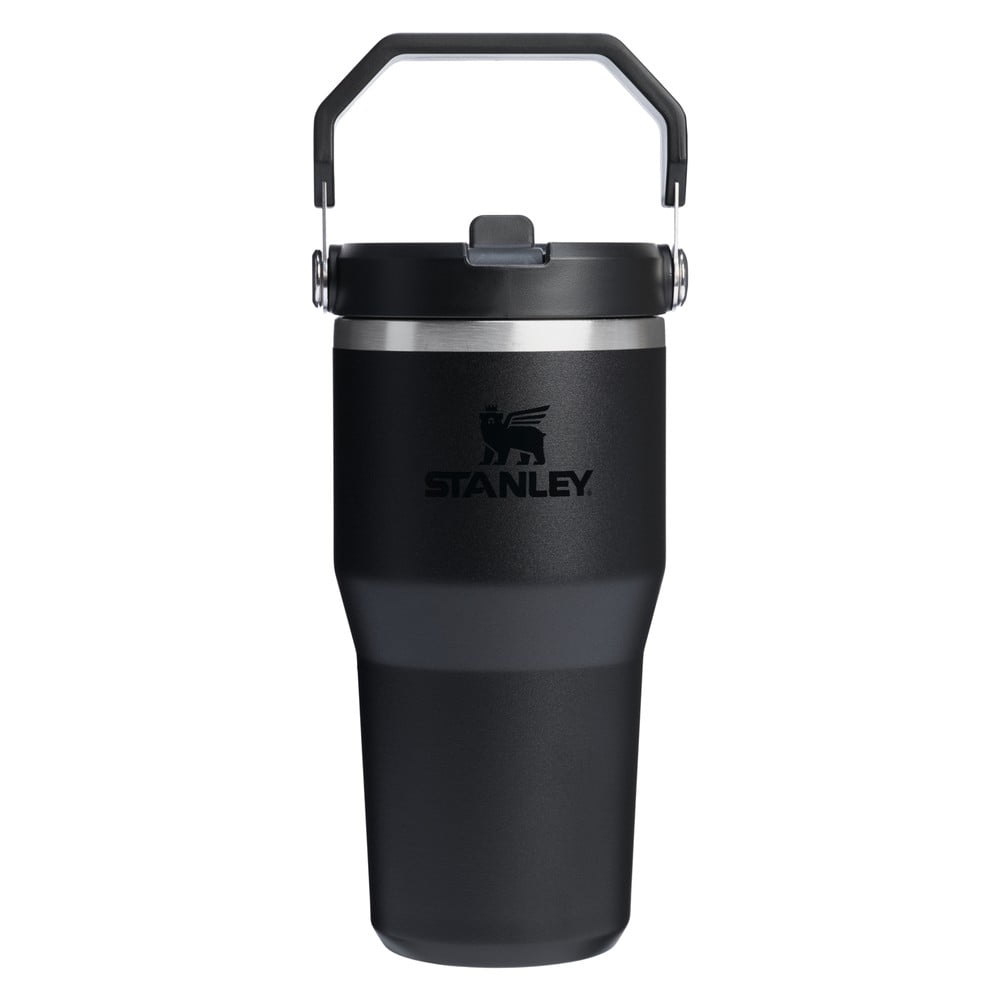 Fekete rozsdamentes acél termosz 600 ml IceFlow™ Flip Straw 2.0 Tumbler Black Stanley