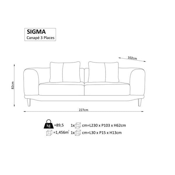 Sigma fekete 3 személyes kanapé - Windsor & Co. Sofas-image-1