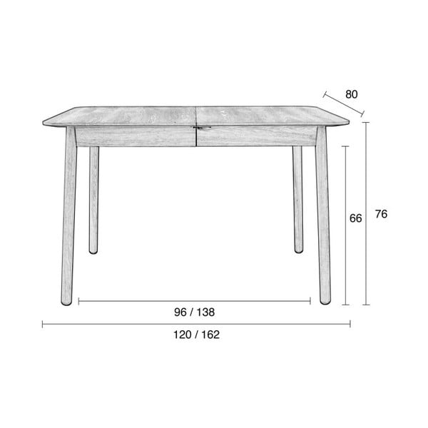 Glimps fekete kinytható étkezőasztal, 120 x 80 cm - Zuiver-image-3