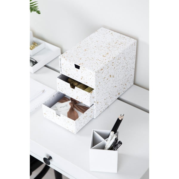 Ingrid aranyszínű-fehér doboz 3 fiókkal - Bigso Box of Sweden-image-1