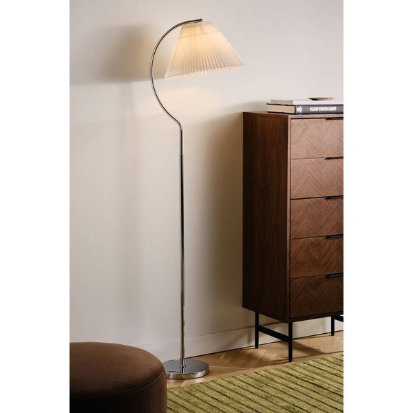 Fehér-fényes ezüstszínű textil állólámpa (magasság 165 cm) Celie – Jotex-image-1