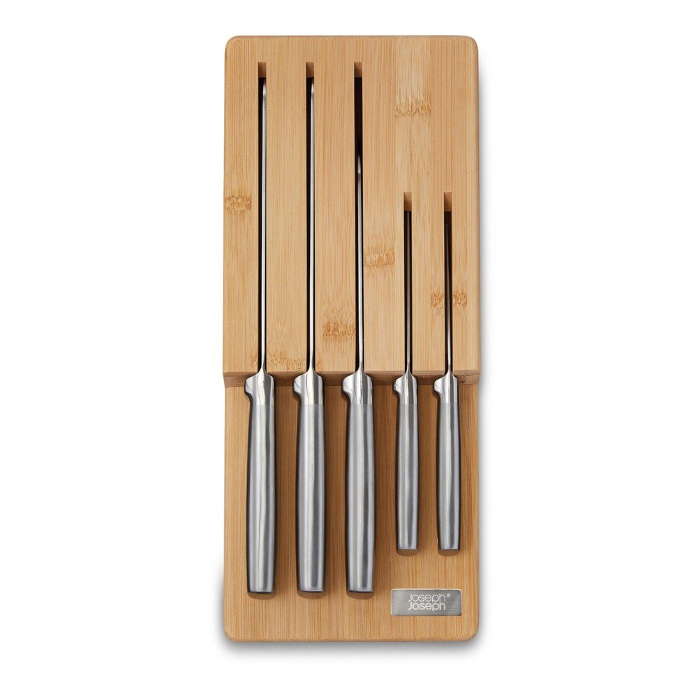 Rozsdamentes acél kés készlet tartóval 5 db-os Elevate Bamboo – Joseph Joseph