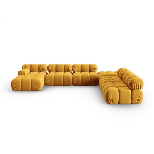 Sárga bársony kanapé 379 cm Bellis – Micadoni Home