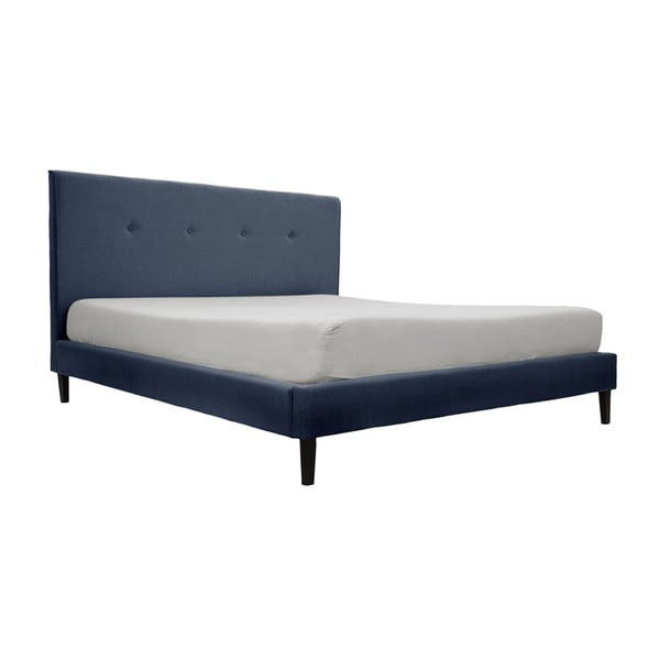 Kent kék ágy fekete lábakkal, 140 x 200 cm - Vivonita
