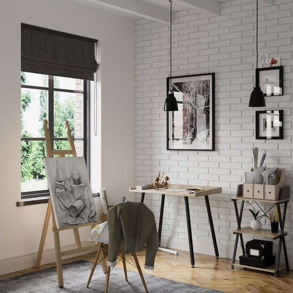 Íróasztal diófa dekoros asztallappal 30x50 cm Hexe – Homede-image-1