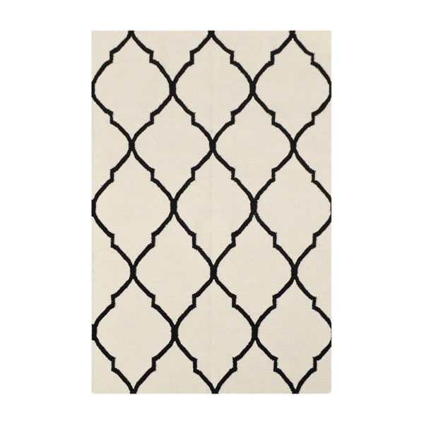 Caroline Ivory/Black gyapjú szőnyeg, 60 x 90 cm -Bakero