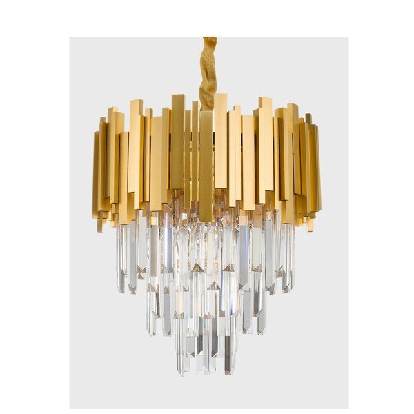 Aranyszínű fém függőlámpa kristály búrával ø 40 cm Grane – Nova Luce-image-1